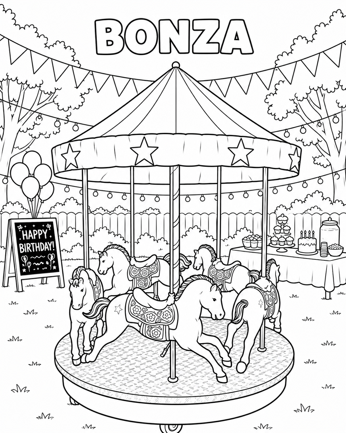Mini Carousel Colouring Page
