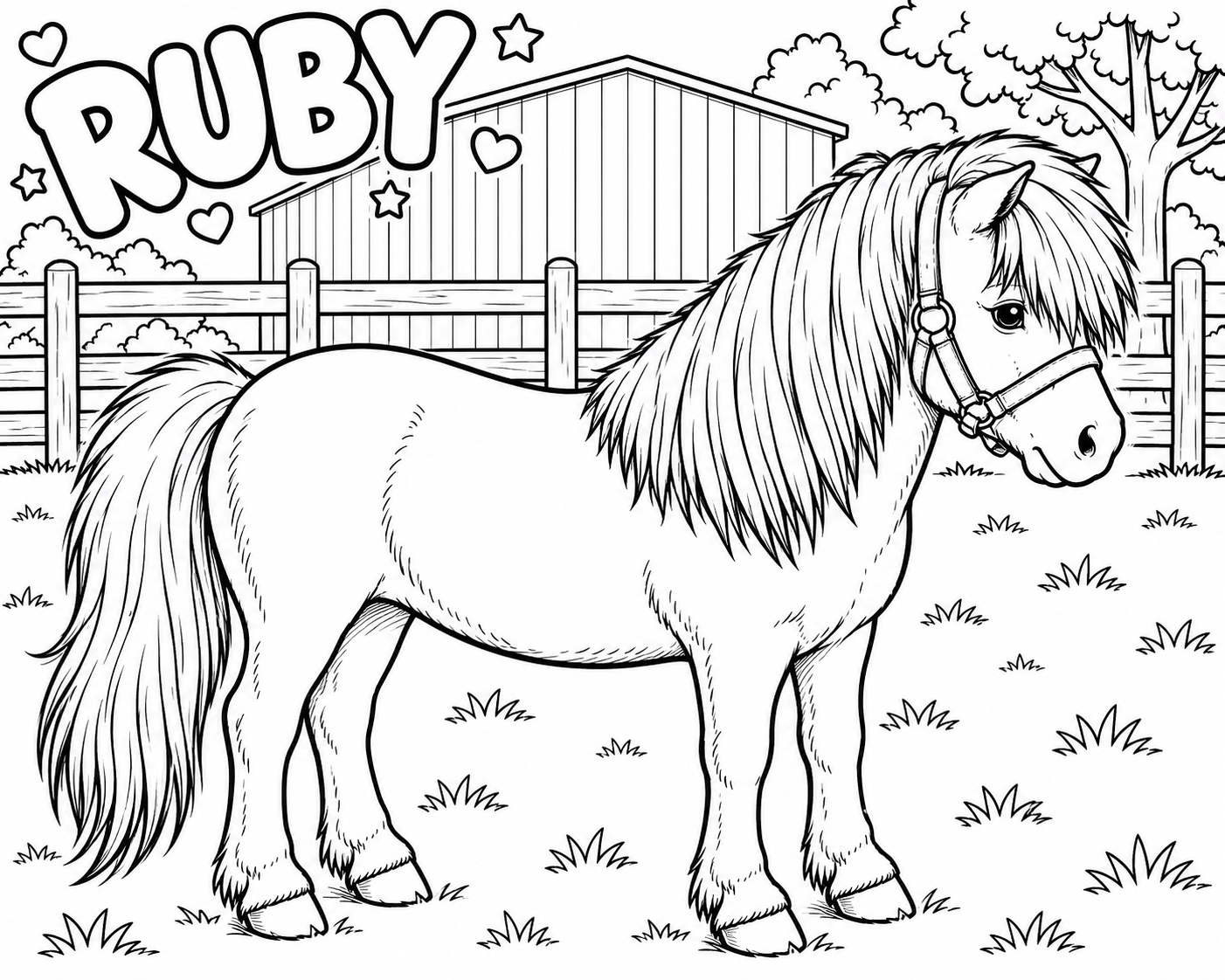Ruby Pony Colouring Page
